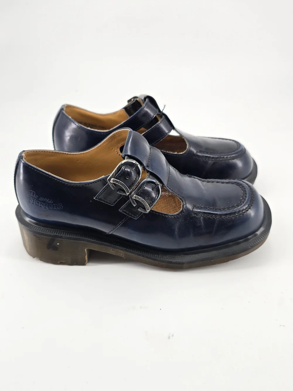 Vtg 90s Doc Martens 8305 Navy Double Strap Mary Janes 4 UK US Womens 6 Rare